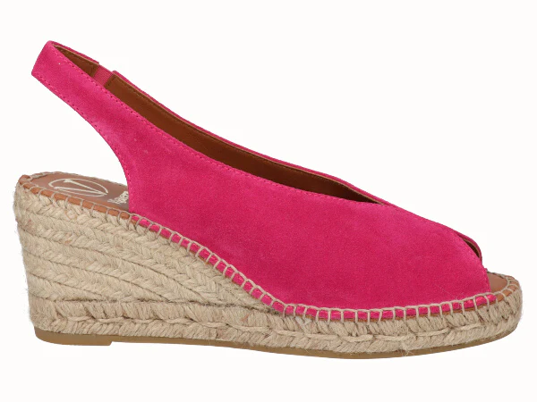 Alpargata Peep Toes Cuña Media Piel Fuxia - Imagen 2
