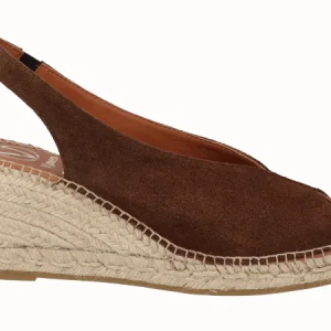 Alpargata Peep Toes Cuña Media Piel Moka