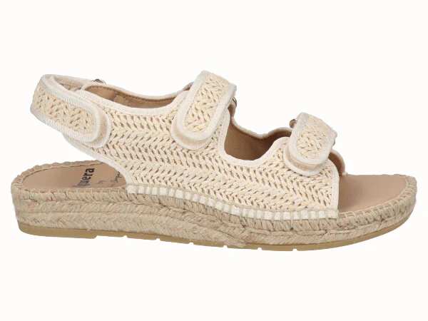 Sandalia Plana Yute Beig con Velcro