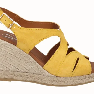 Sandalia Cuña Alta Yute Serraje Amarillo