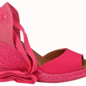Alpargata Sandalia Cuña Alta Yute Fuxia Cintas