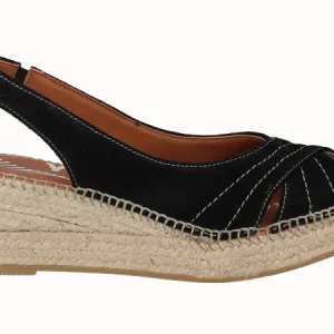 Alpargata Peep Toes Cuña YuteFlex Negro