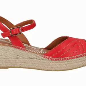 Sandalia Cuña YuteFlex Piel Rojo