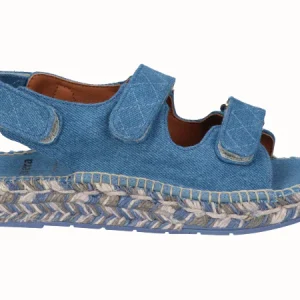 Sandalia Plana Yute Azul Vaquero con Velcro