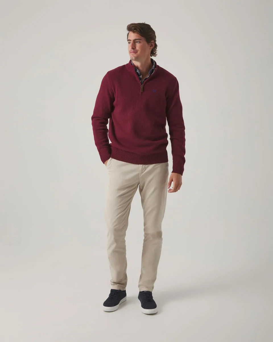 JERSEY ZIP BURDEOS - Imagen 2
