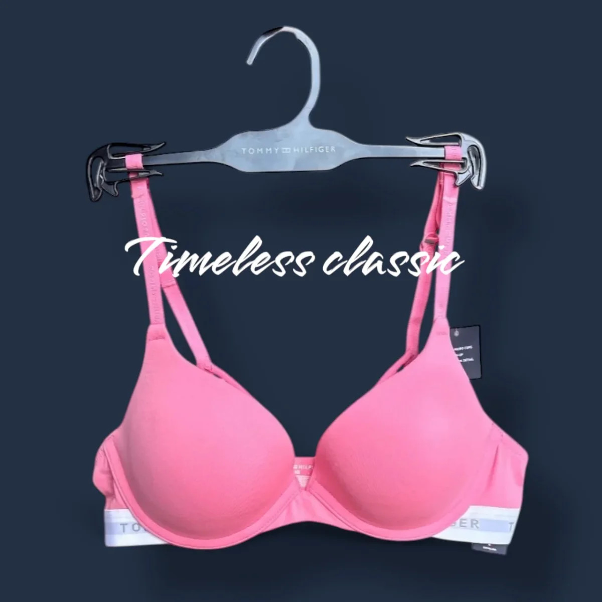 Brasier Tommy H rosa, resorte blanco y tirantes con estilo único - Imagen 2