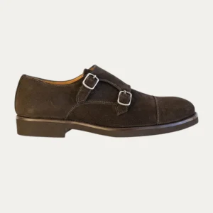 ZAPATO DOBLE HEBILLA ANTE MARRÓN