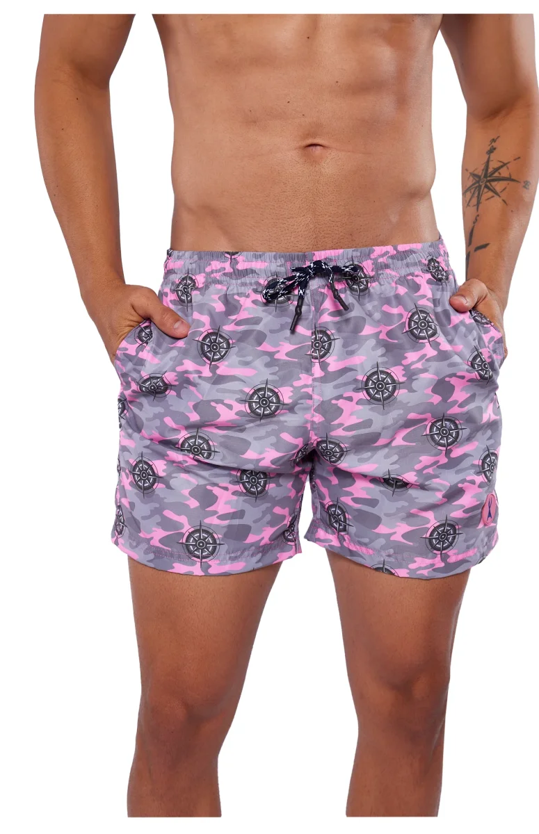 Traje De Baño Corto para Hombre Camuflaje Rosa - Imagen 4