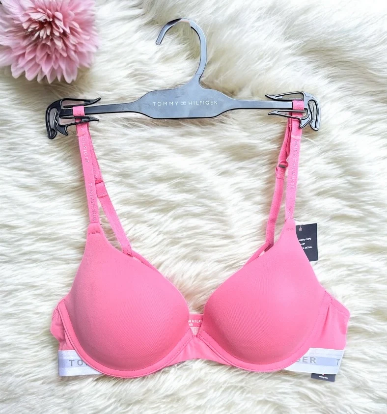 Brasier Tommy H rosa, resorte blanco y tirantes con estilo único - Imagen 3