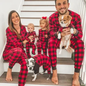 Pijama Familiar Full print cuadriculada navidad