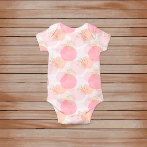 Body para bebe (mameluco) estampado con Circulos rosa y dorados
