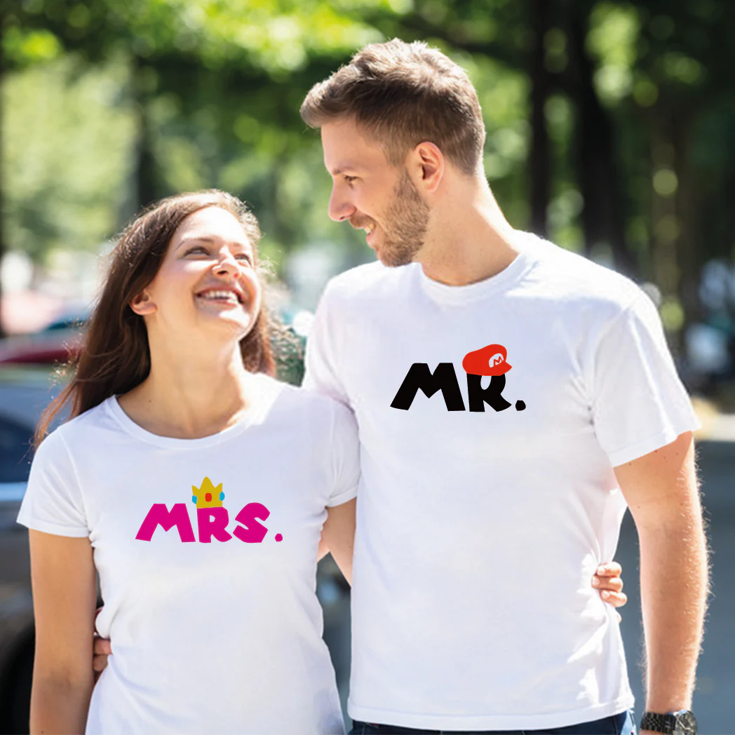 Camiseta estampada pareja T-shirt MRS Y MR - Imagen 2