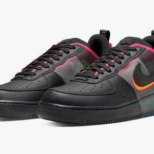 Nike Air Force 1 React Black Black Team Orange Pink Prime