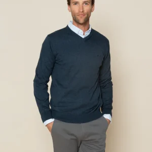 JERSEY CLASSIC V NECK COTTON MARINO