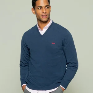 JERSEY ICONIC V NECK MARINO
