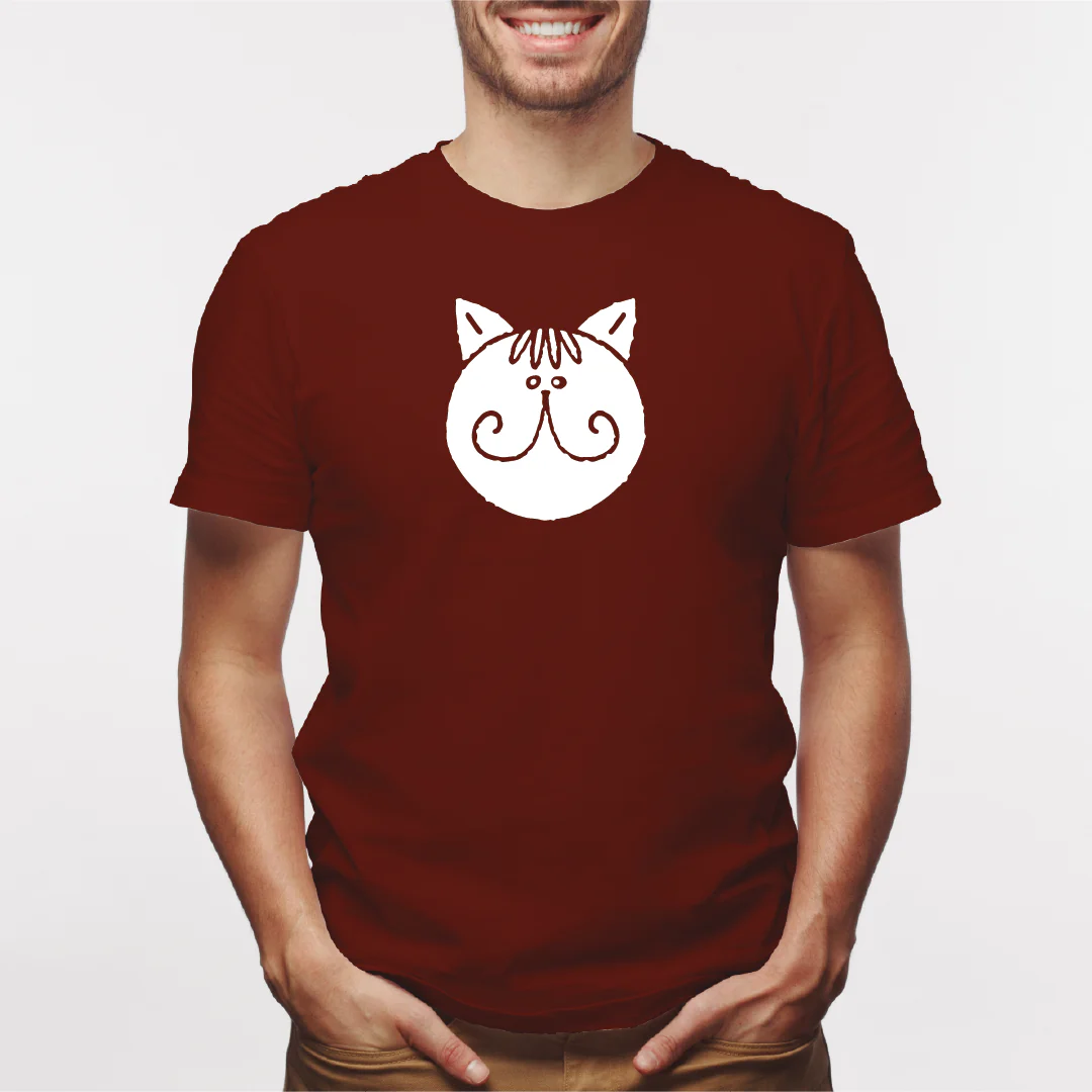 Camisa estampada para hombre tipo T-shirt Gato cara Redonda bigotes - Imagen 6