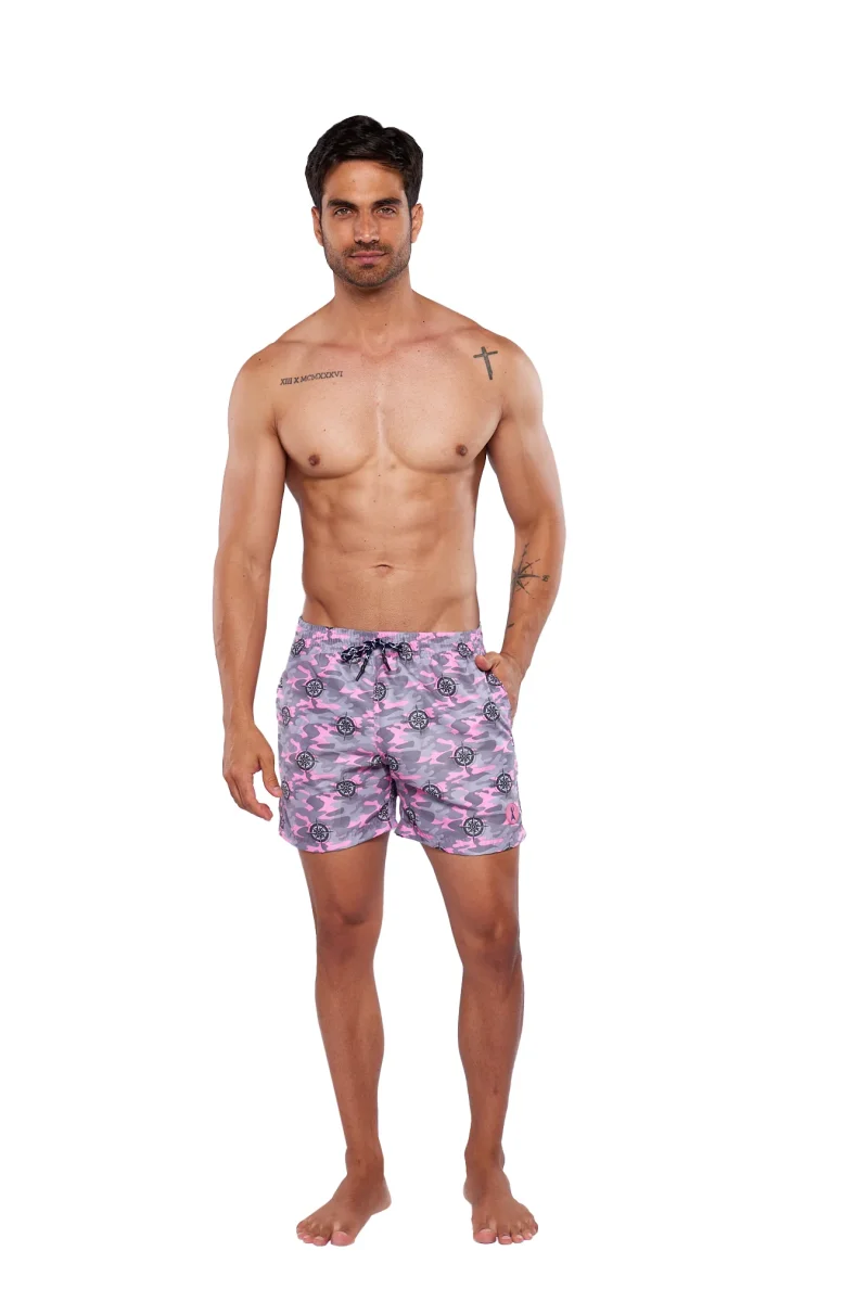 Traje De Baño Corto para Hombre Camuflaje Rosa - Imagen 2